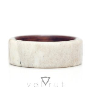 velrut koyu maun ağacı ahşap astar geyik boynuzu yüzük