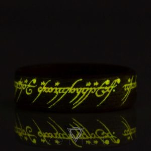 velrut lotr lord of the rings one ring yüzüklerin efendisi tek yüzük fosforlu sarma ahşap yüzük anigre ağacı parlayan