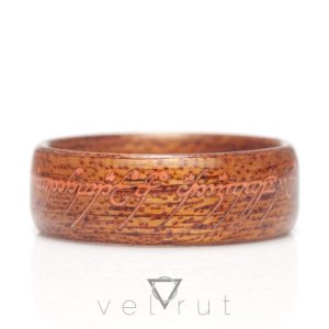 velrut lotr lord of the rings one ring yüzüklerin efendisi tek yüzük fosforlu sarma ahşap yüzük anigre ağacı parlayan