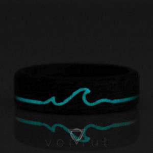 velrut aqua fosforlu dalga işleme açık maun ağacı sarma ahşap yüzük