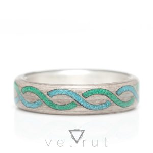 velrut örgü sarmal motif turkuaz malahit malakit taş gümüş astarlı gri ayous ağacı sarma ahşap yüzük